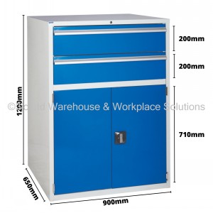 Euroslide Storage Cabinet 2 Drawer & Cupboard 1200mm